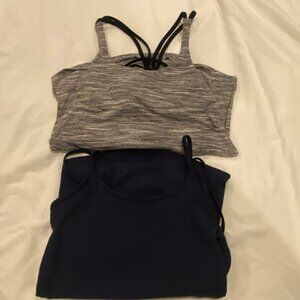 Lot os two athletic tanks with bult in bra Lululemon and All in Motion